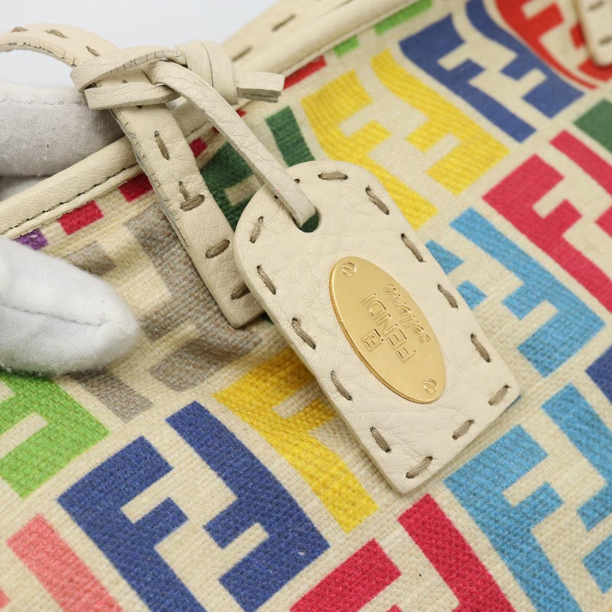 FENDI Zucca Canvas Celeria Tote Bag Multicolor Gold Auth 184862V