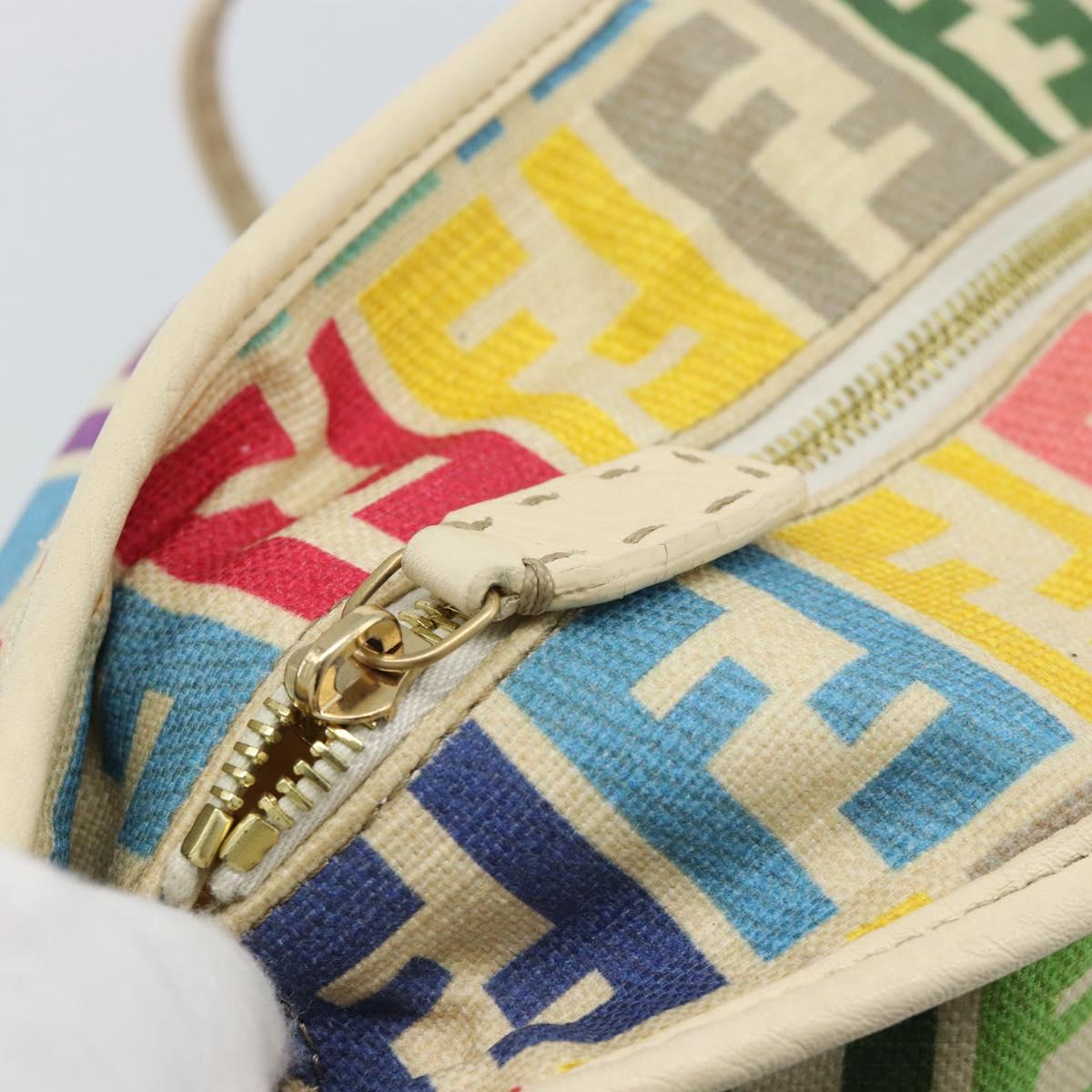 FENDI Zucca Canvas Celeria Tote Bag Multicolor Gold Auth 184862V