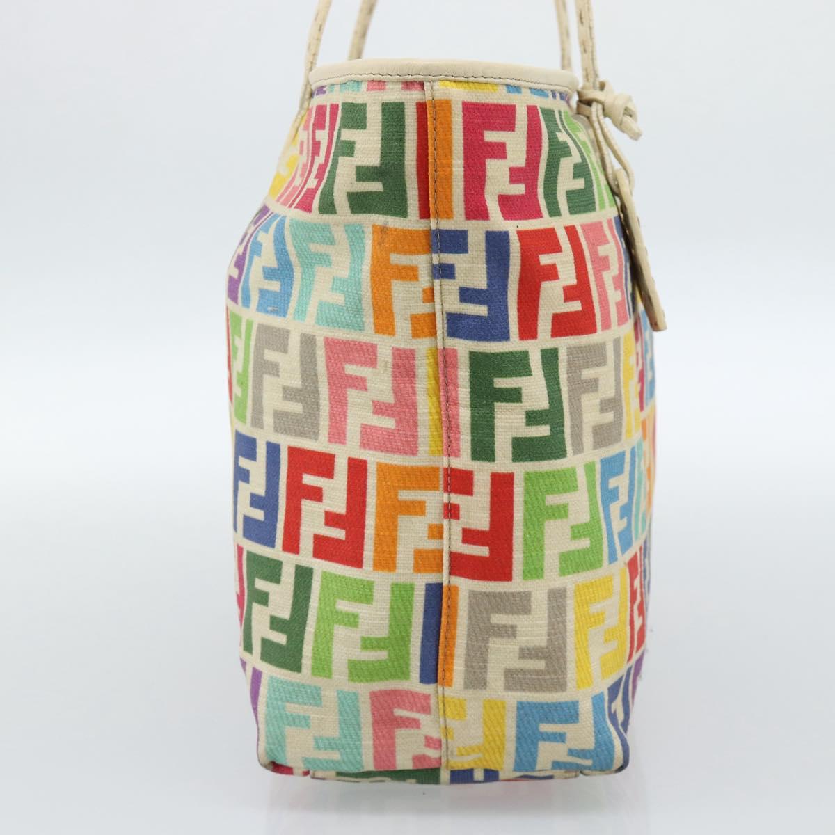 FENDI Zucca Canvas Celeria Tote Bag Multicolor Gold Auth 184862V