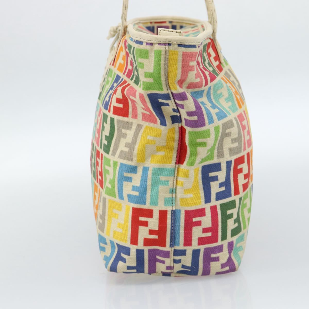 FENDI Zucca Canvas Celeria Tote Bag Multicolor Gold Auth 184862V