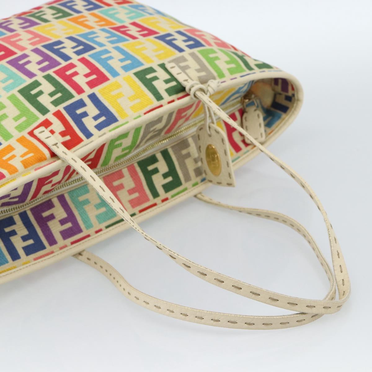 FENDI Zucca Canvas Celeria Tote Bag Multicolor Gold Auth 184862V