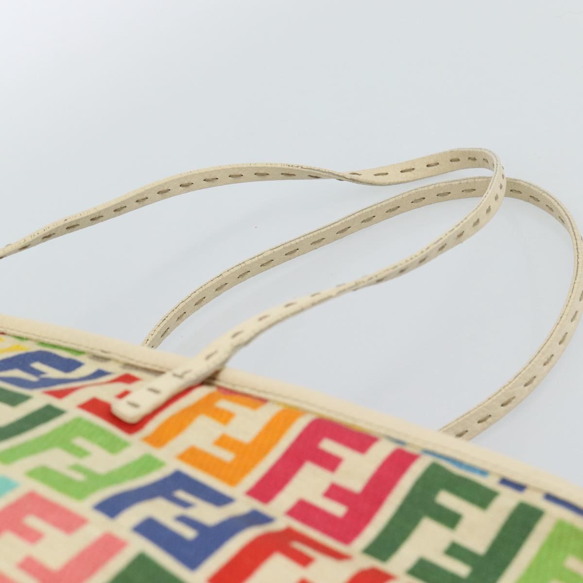 FENDI Zucca Canvas Celeria Tote Bag Multicolor Gold Auth 184862V