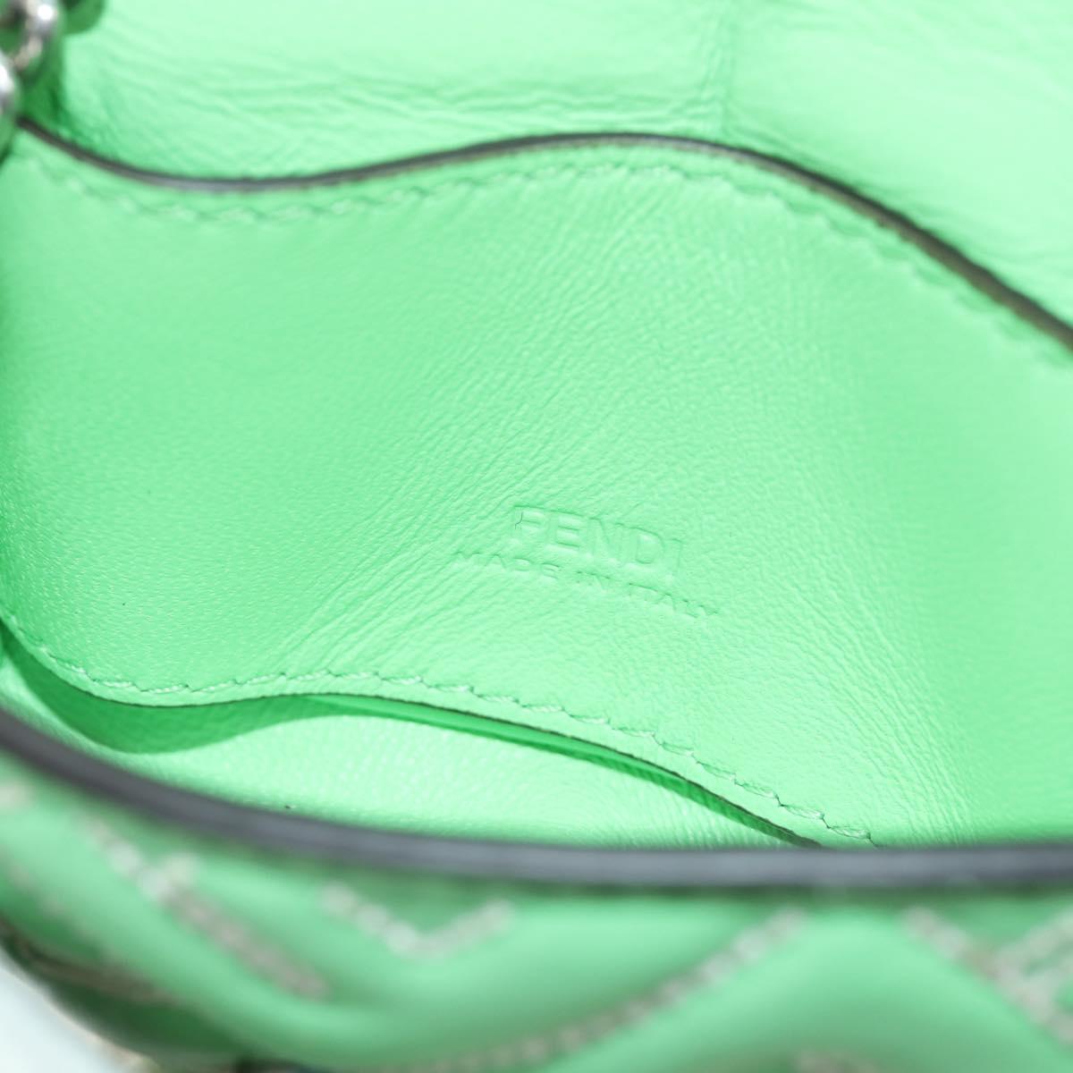 FENDI Nano Baguette Chain Shoulder Pouch Leather 2way green Auth 184863SAM