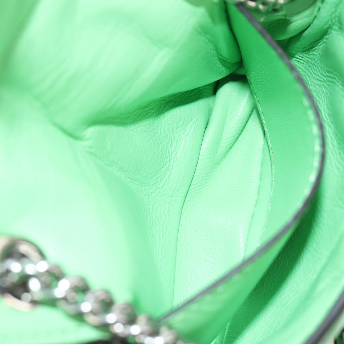FENDI Nano Baguette Chain Shoulder Pouch Leather 2way green Auth 184863SAM