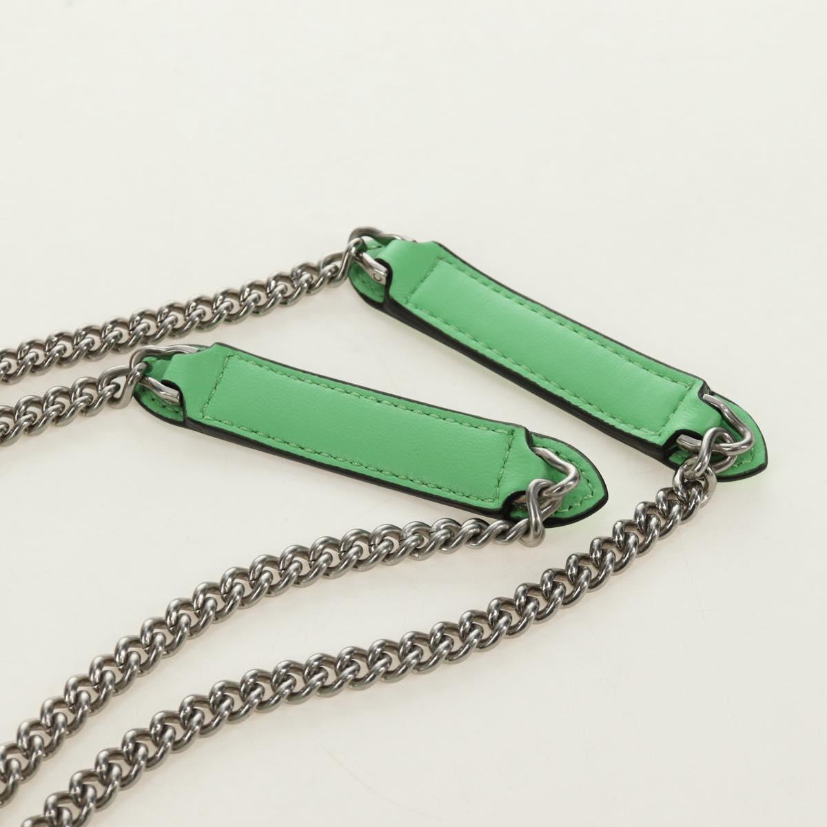 FENDI Nano Baguette Chain Shoulder Pouch Leather 2way green Auth 184863SAM