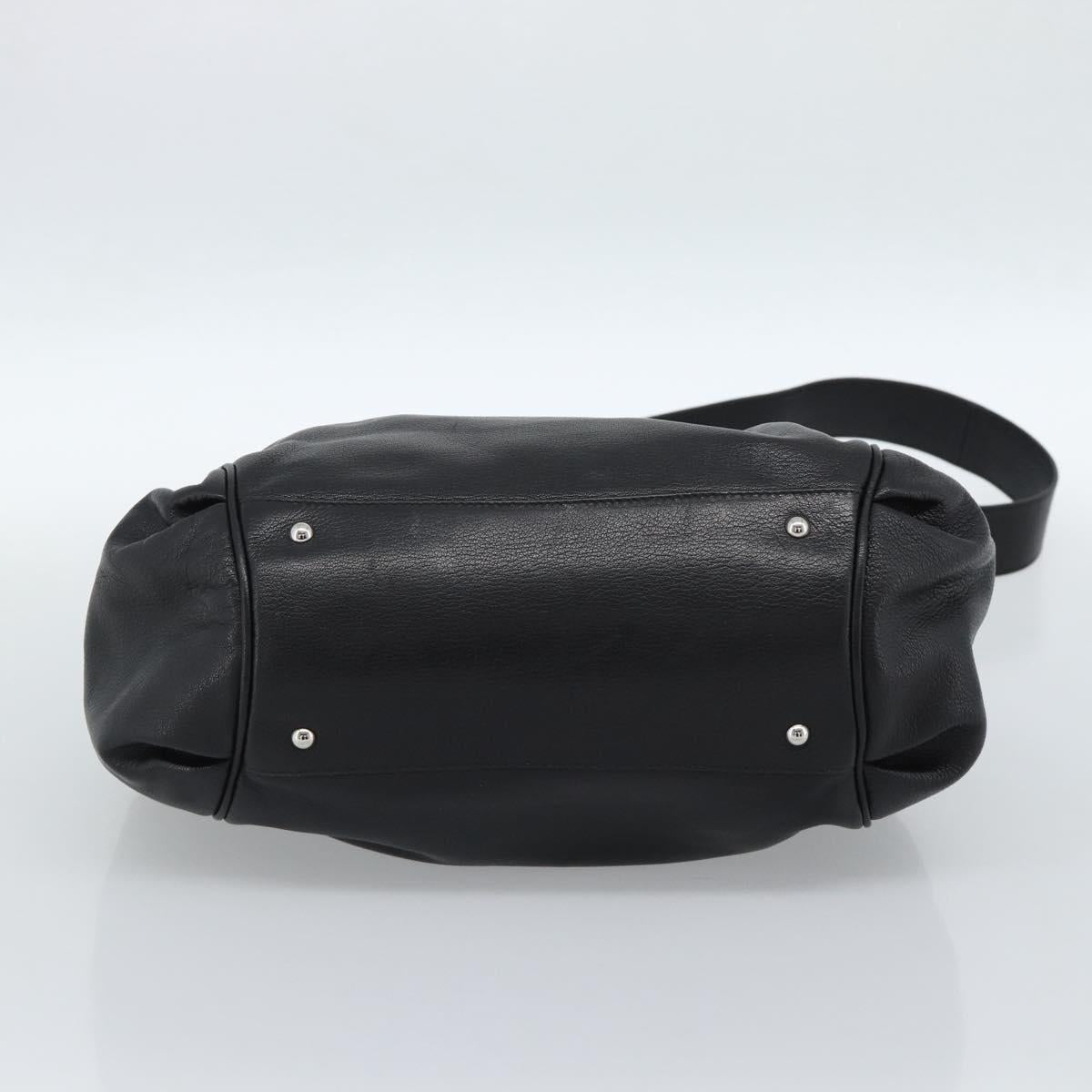 Salvatore Ferragamo Gancini Hand Bag Leather 2way Black Silver Auth 184865V