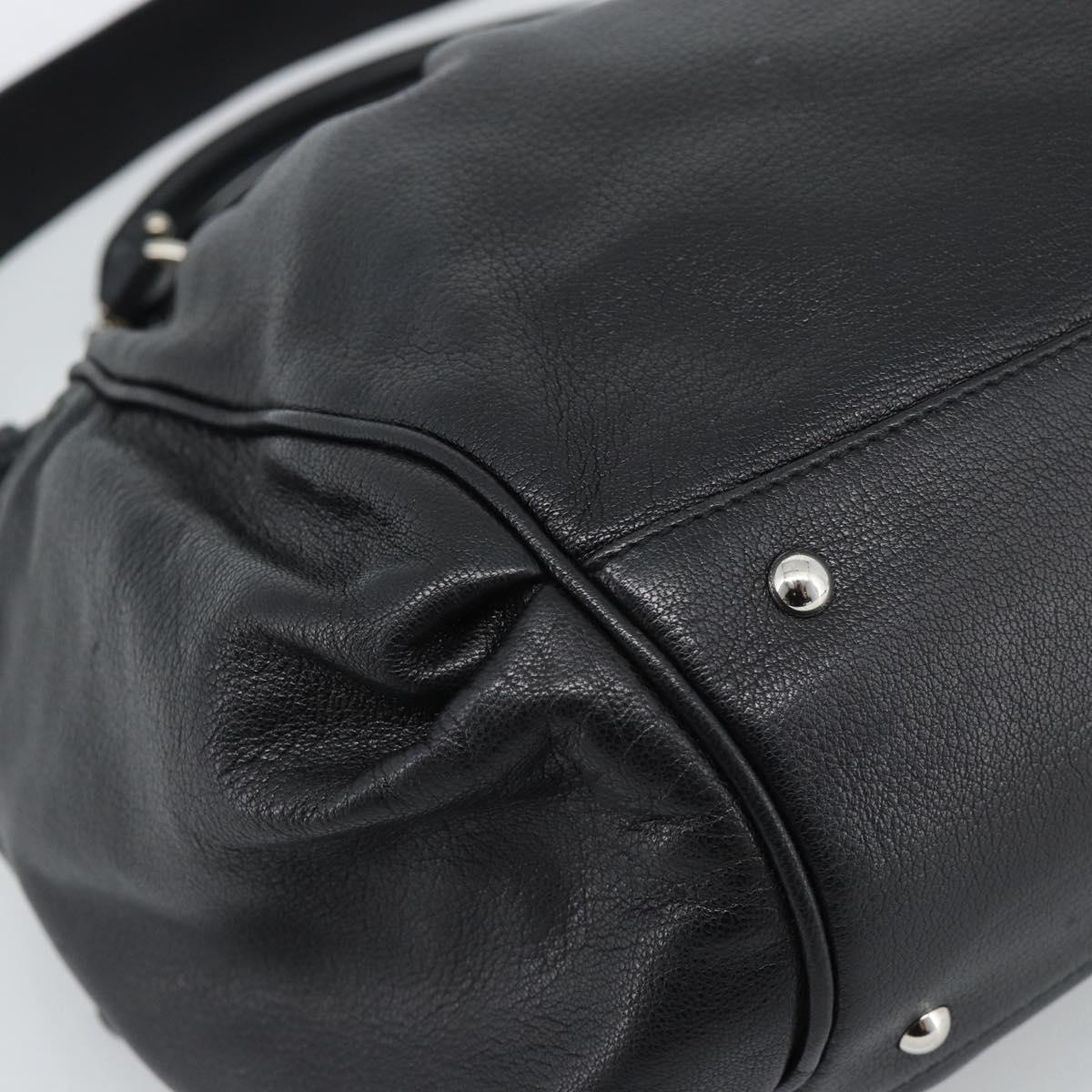 Salvatore Ferragamo Gancini Hand Bag Leather 2way Black Silver Auth 184865V