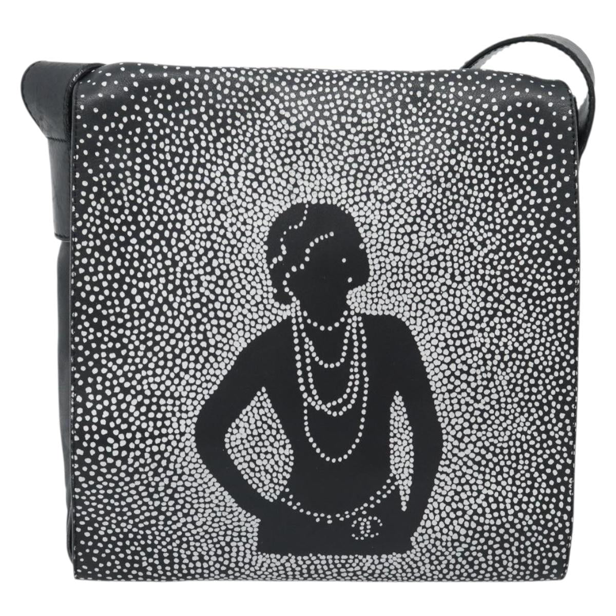 CHANEL Shoulder Bag Lamb Skin Black Silver CC Auth 184867SAM