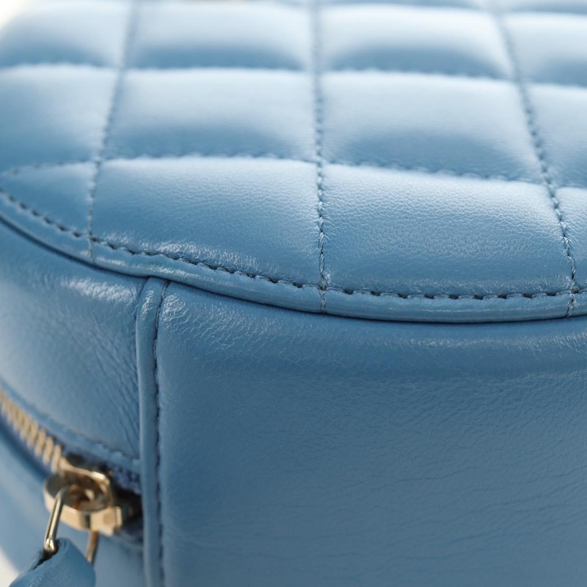 CHANEL Matelasse Chain Shoulder Bag Lamb Skin Light Blue Gold CC Auth 184868SM
