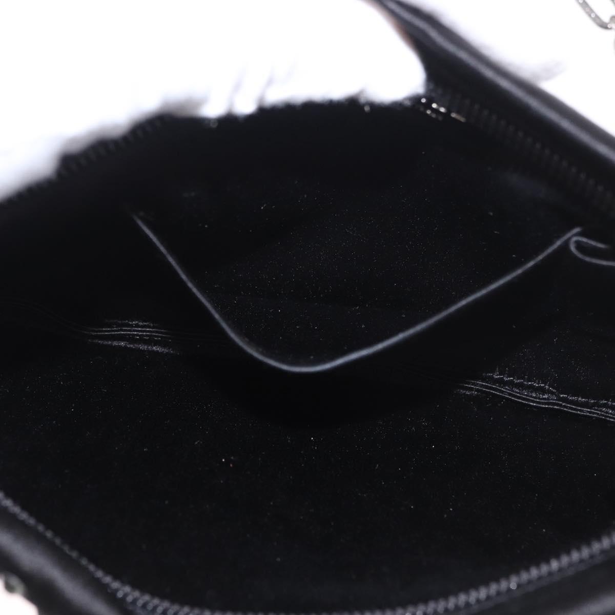 CHANEL Camelia Chain Shoulder Bag Satin Black Silver CC Auth 184869SM
