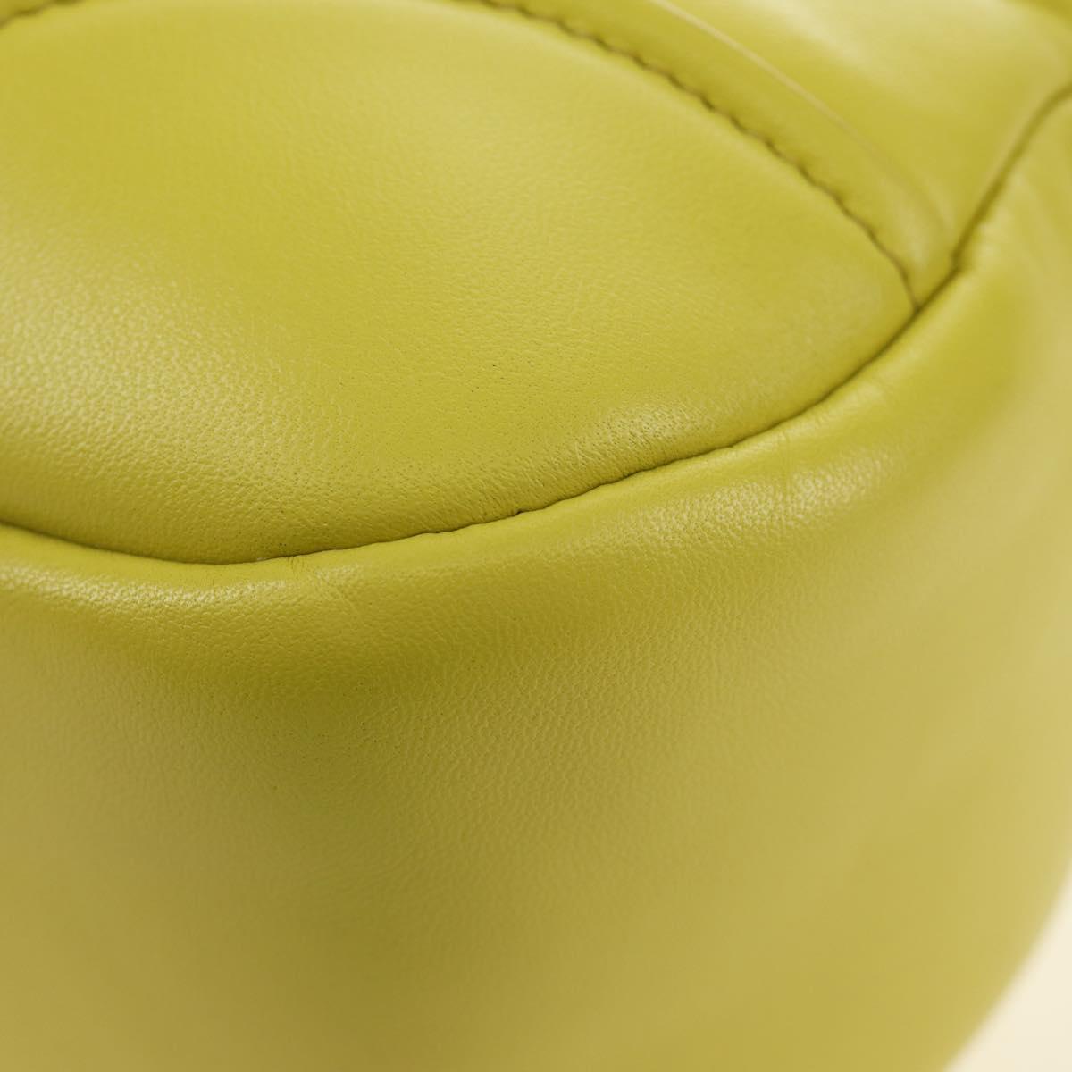 PRADA Hand Bag Leather 2way Yellow Silver Auth 184870SAM
