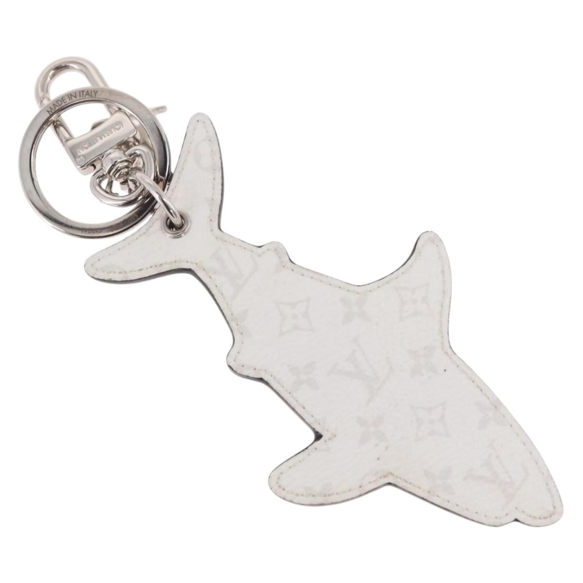 LOUIS VUITTON Porte Cles LV Shark Charm Leather Blue MP2978 LV Auth 184879M