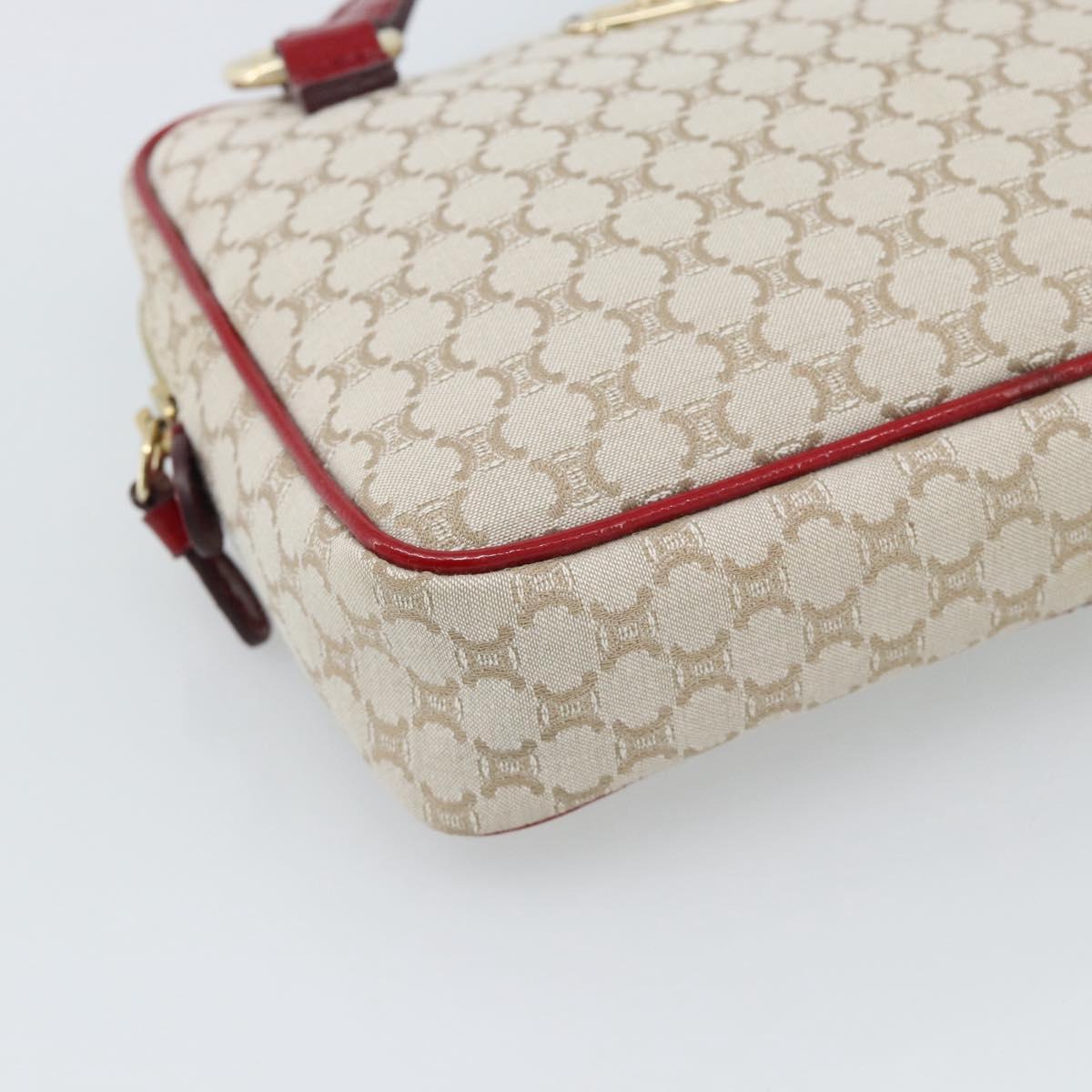 CELINE Macadam Canvas Shoulder Bag Beige Gold Auth 184882V