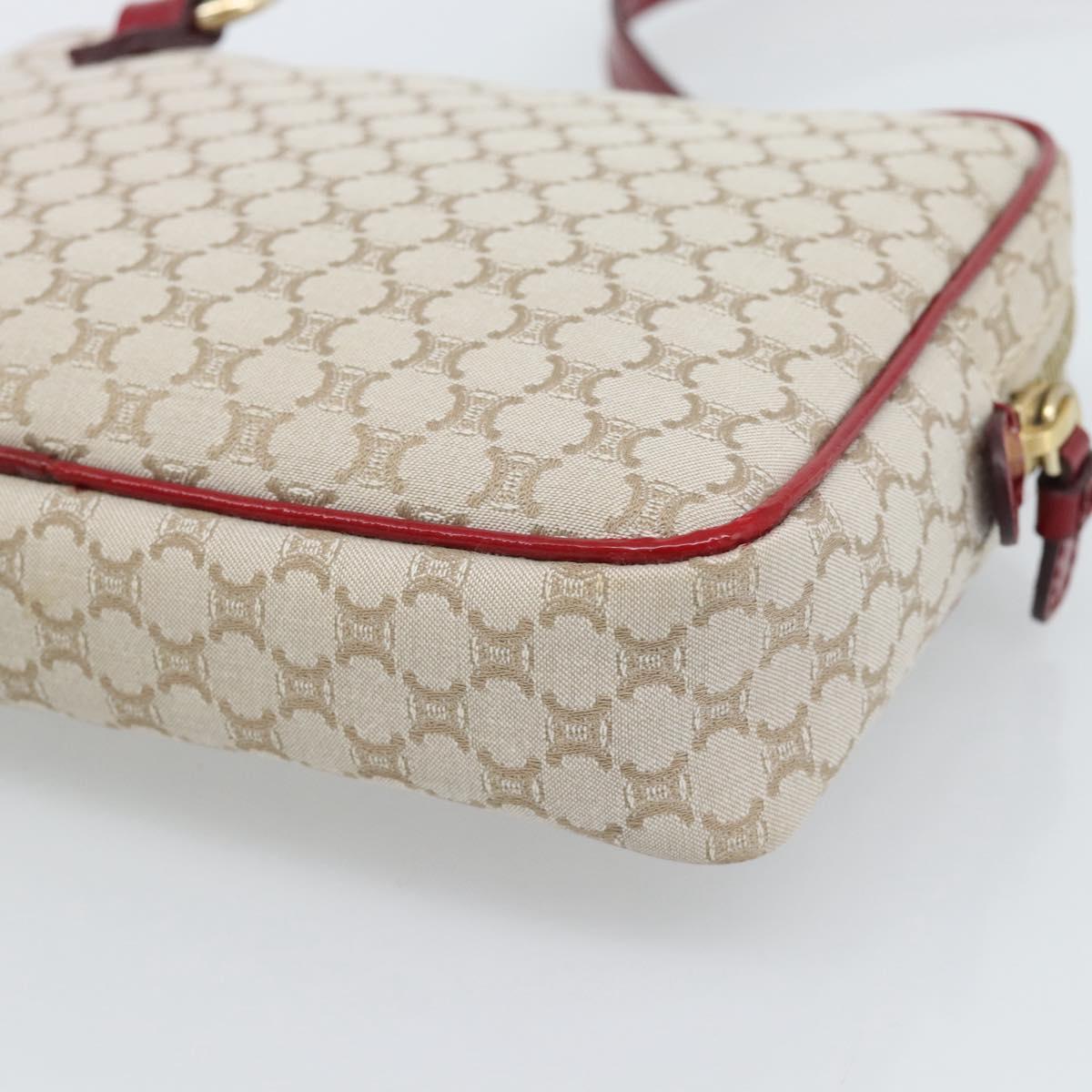 CELINE Macadam Canvas Shoulder Bag Beige Gold Auth 184882V