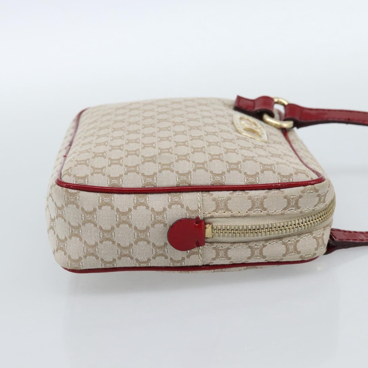 CELINE Macadam Canvas Shoulder Bag Beige Gold Auth 184882V