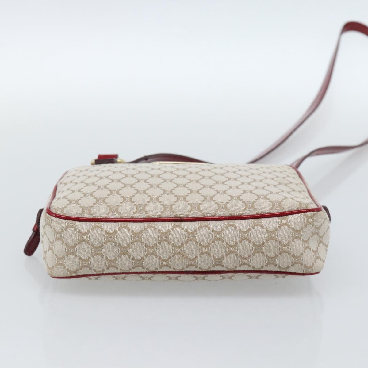 CELINE Macadam Canvas Shoulder Bag Beige Gold Auth 184882V