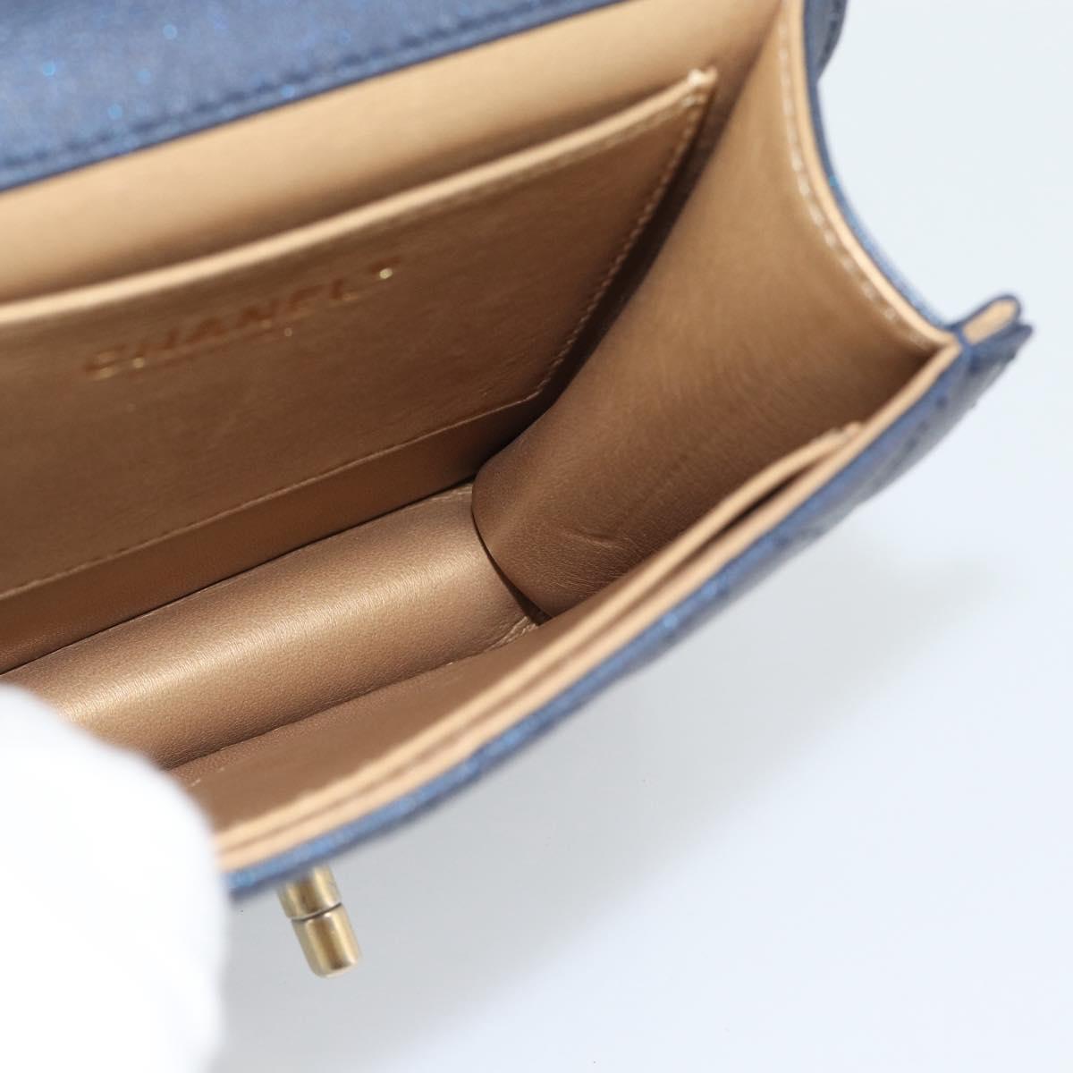 CHANEL Matelasse Shoulder Bag Lamb Skin Navy Gold CC Auth 184896SAM