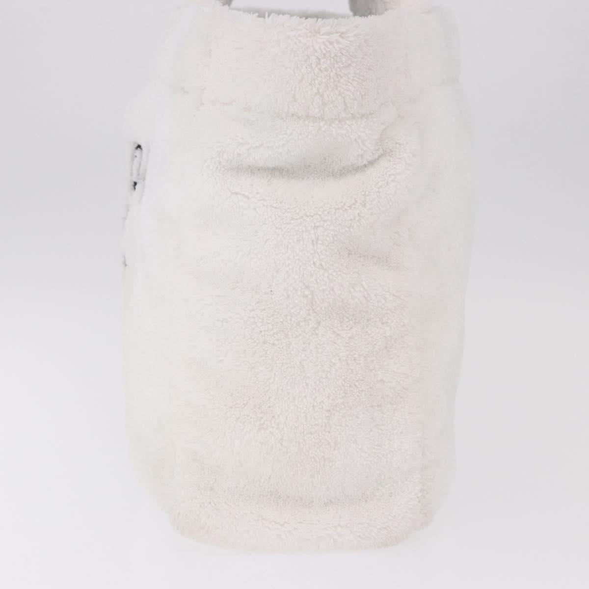 PRADA Tote Bag Pile White Silver Auth 184897V