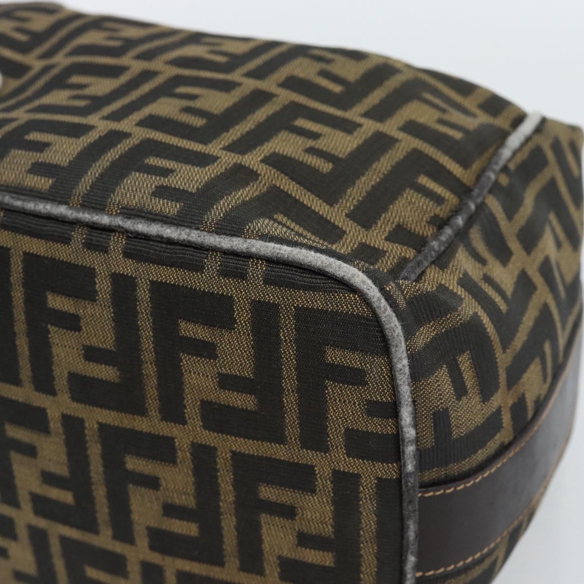 FENDI Zucca Canvas Vanity Hand Bag Black Brown Auth 184898