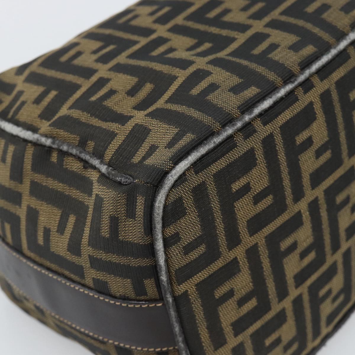 FENDI Zucca Canvas Vanity Hand Bag Black Brown Auth 184898