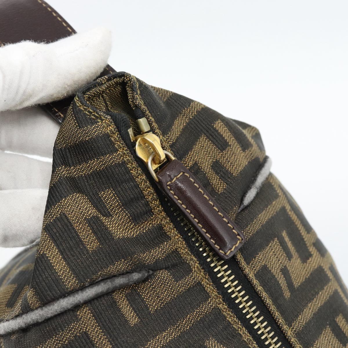 FENDI Zucca Canvas Vanity Hand Bag Black Brown Auth 184898