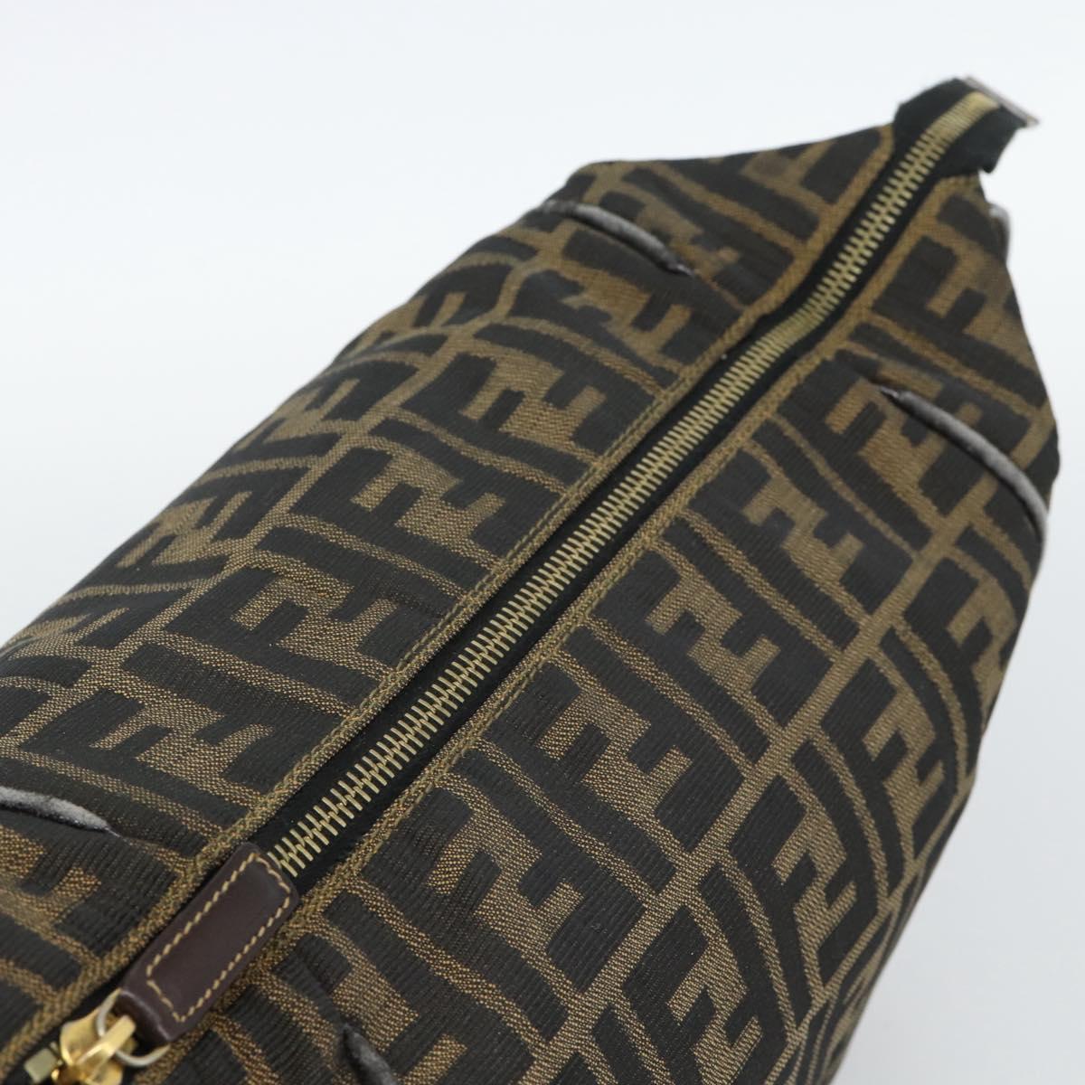 FENDI Zucca Canvas Vanity Hand Bag Black Brown Auth 184898