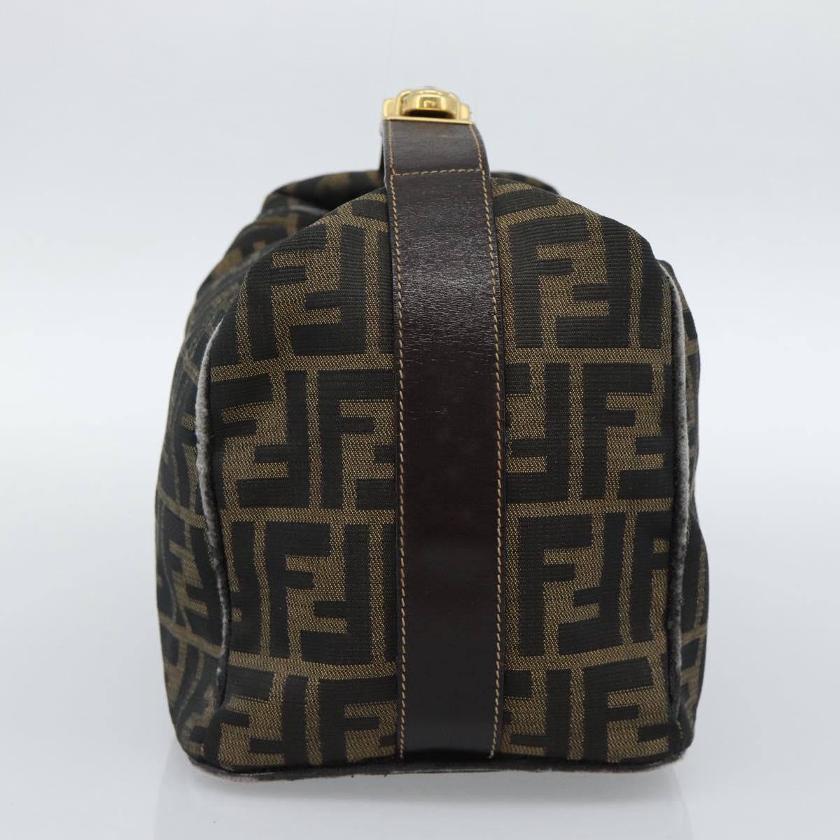 FENDI Zucca Canvas Vanity Hand Bag Black Brown Auth 184898