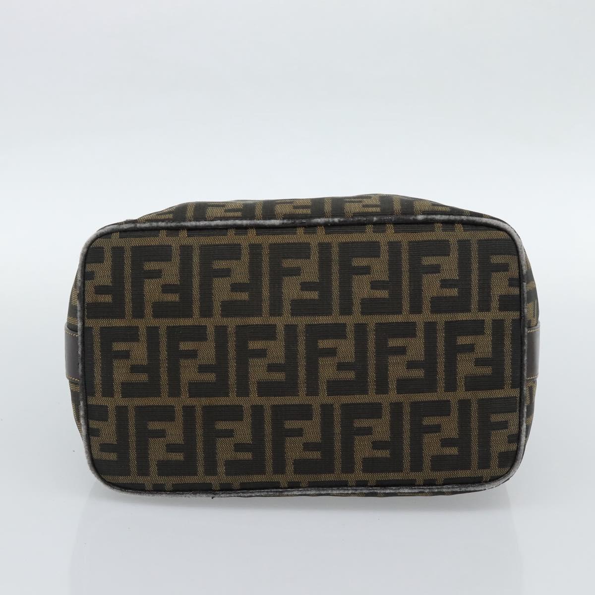 FENDI Zucca Canvas Vanity Hand Bag Black Brown Auth 184898