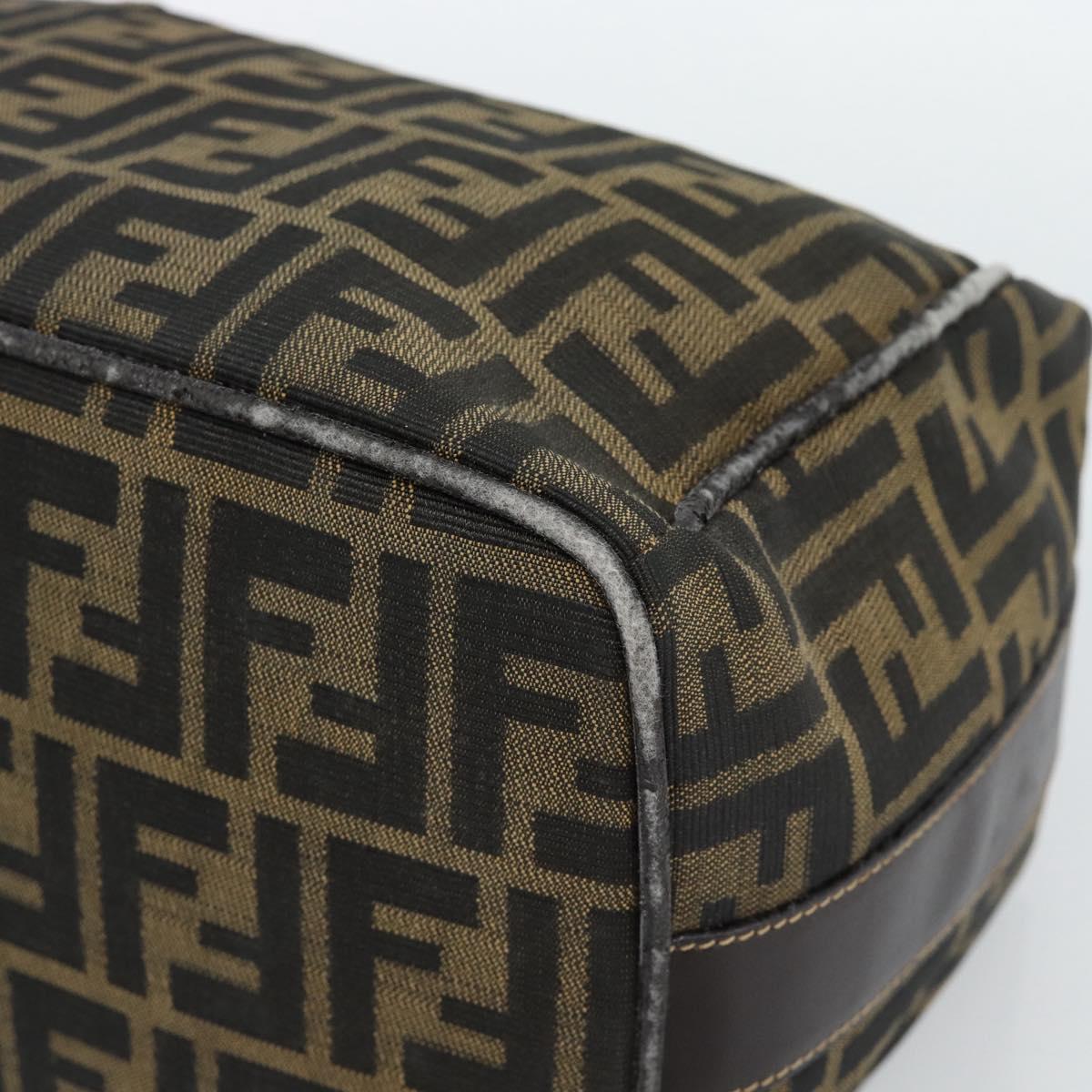 FENDI Zucca Canvas Vanity Hand Bag Black Brown Auth 184898