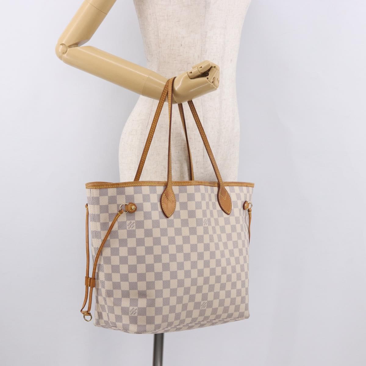 LOUIS VUITTON Damier Azur Neverfull MM Tote Bag N41605 LV Auth 184900