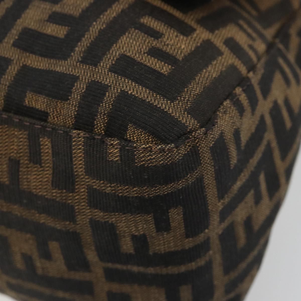 FENDI Zucca Canvas Mamma Baguette Shoulder Bag Black Brown Auth 184903SAM