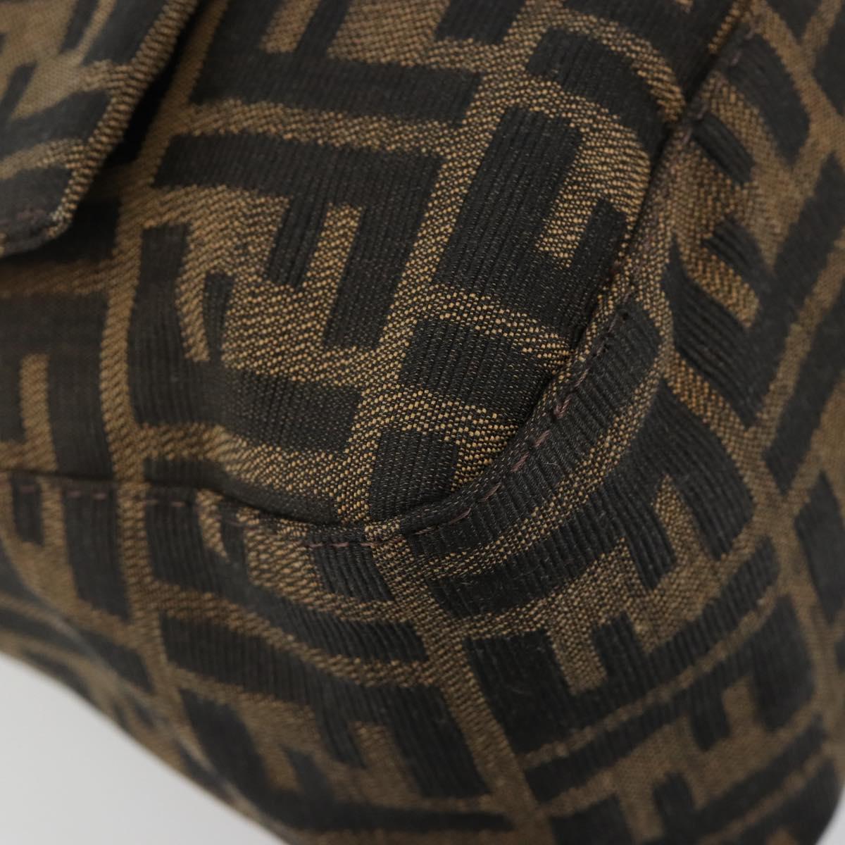 FENDI Zucca Canvas Mamma Baguette Shoulder Bag Black Brown Auth 184903SAM