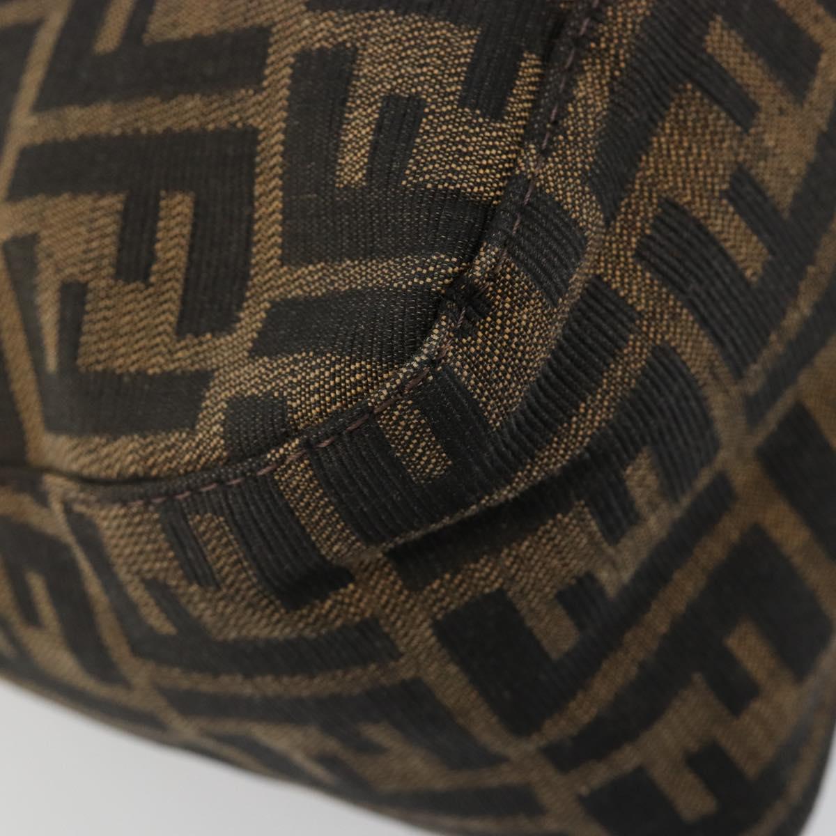 FENDI Zucca Canvas Mamma Baguette Shoulder Bag Black Brown Auth 184903SAM