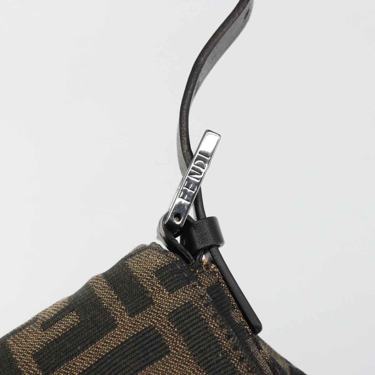 FENDI Zucca Canvas Mamma Baguette Shoulder Bag Black Brown Auth 184903SAM