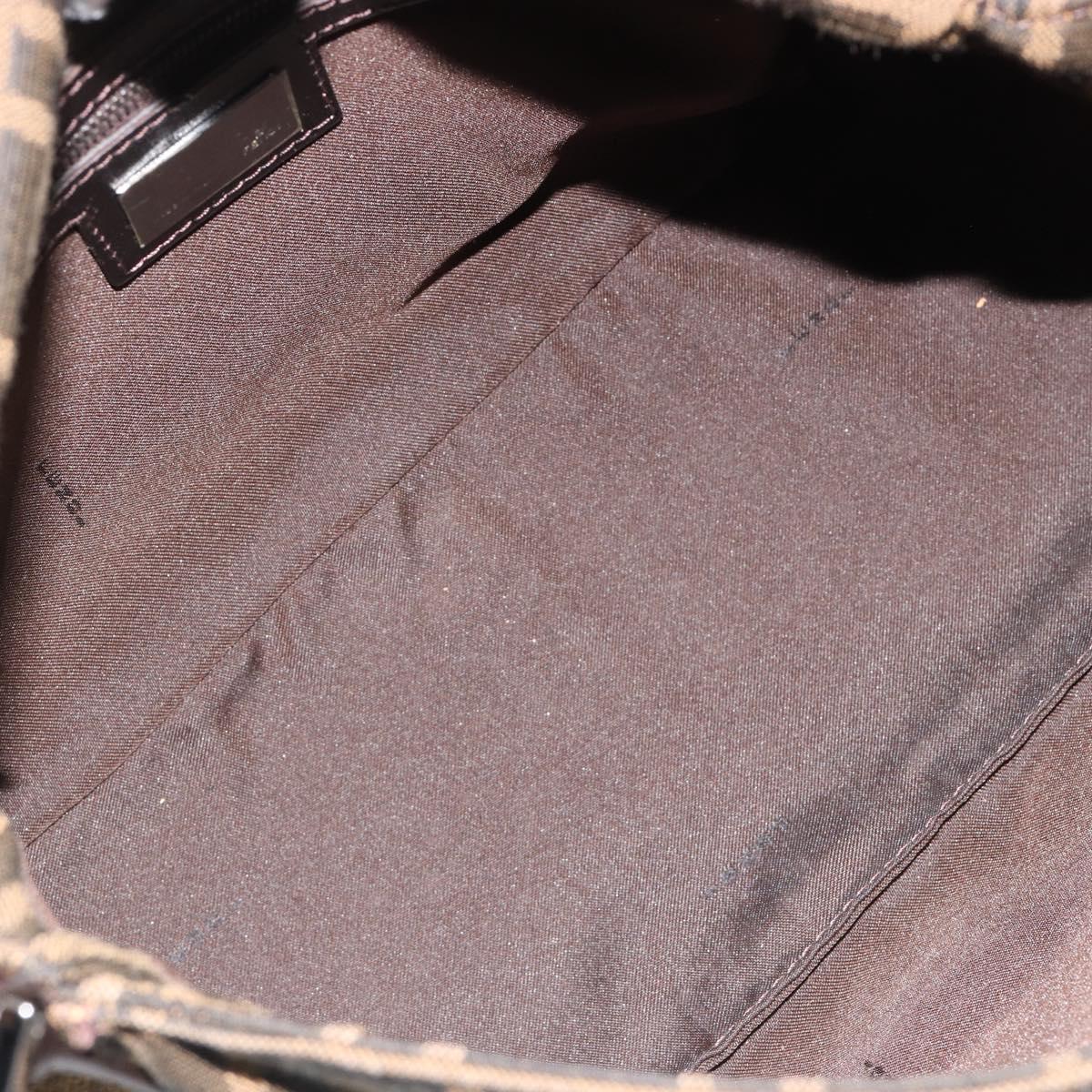FENDI Zucca Canvas Mamma Baguette Shoulder Bag Black Brown Auth 184903SAM