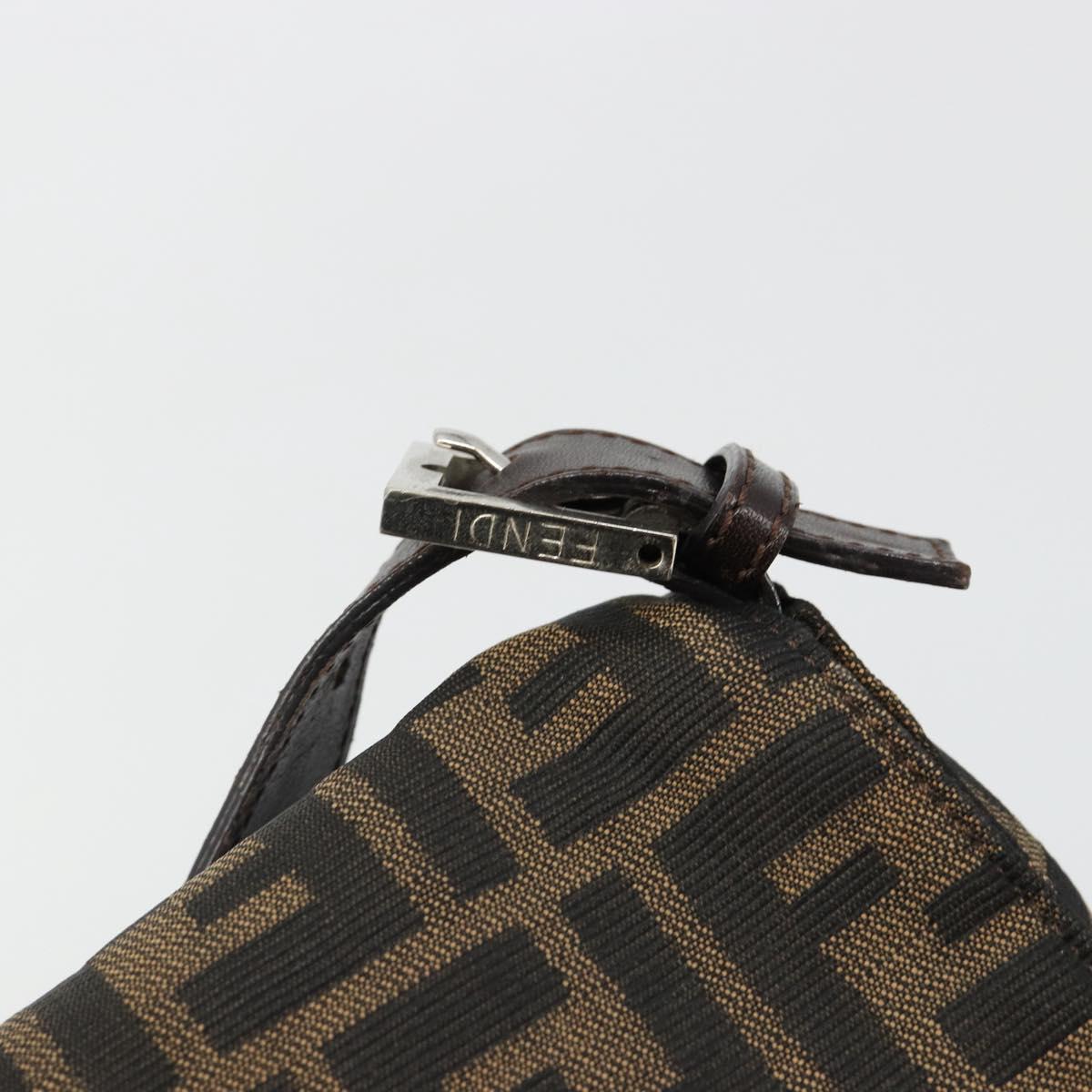 FENDI Zucca Canvas Mamma Baguette Shoulder Bag Black Brown Auth 184905SAM