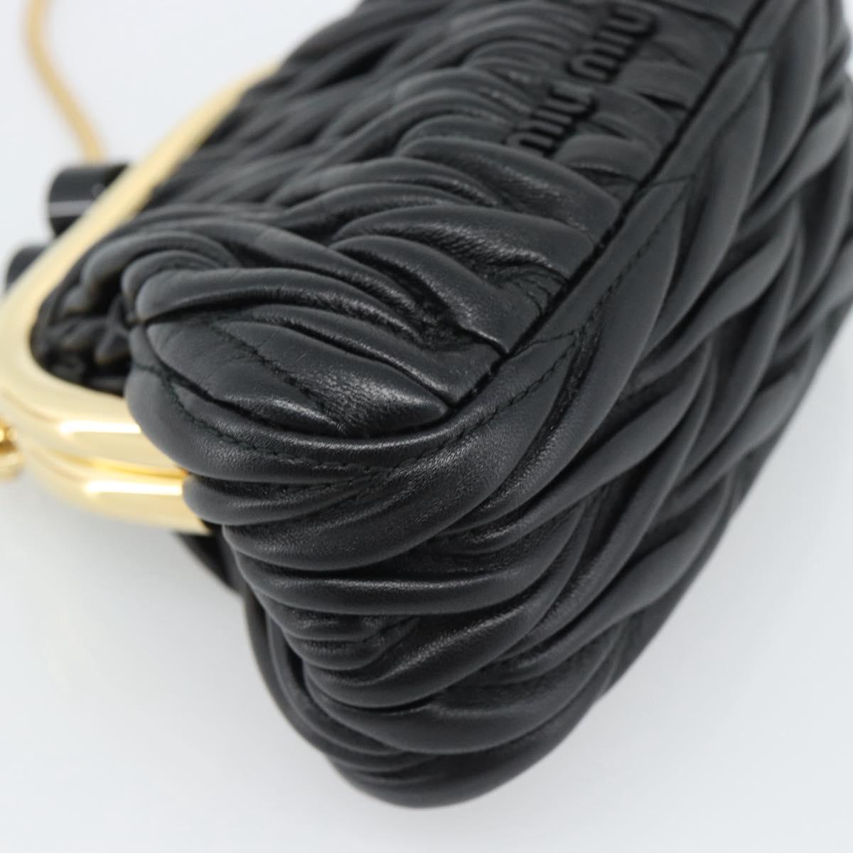 Miu Miu Bell Matelasse Chain Shoulder Bag Leather Black Gold Auth 184906SAM