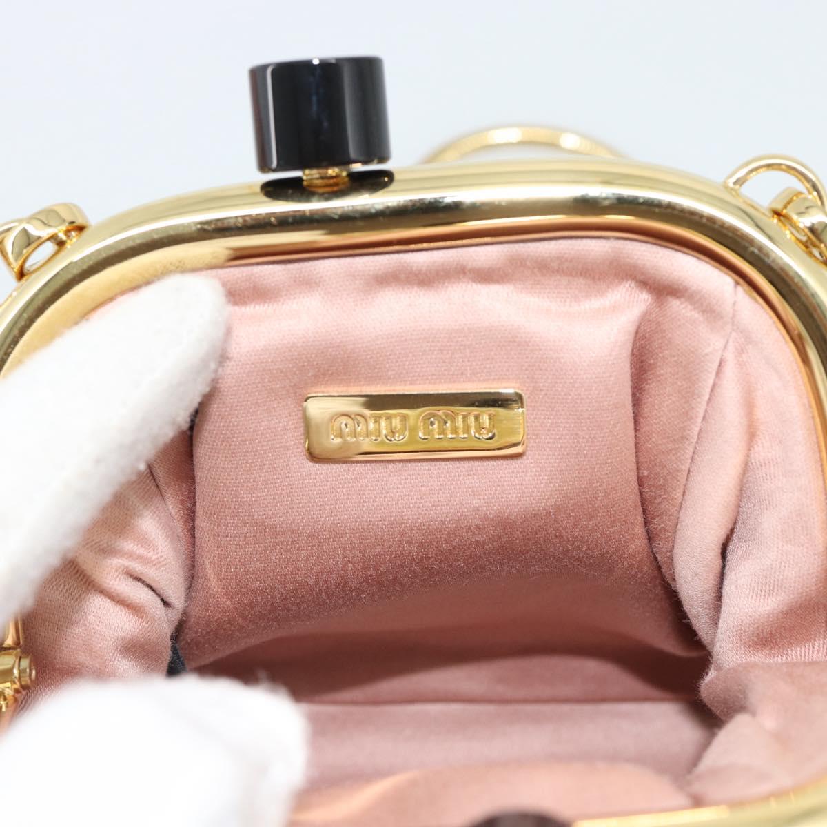 Miu Miu Bell Matelasse Chain Shoulder Bag Leather Black Gold Auth 184906SAM