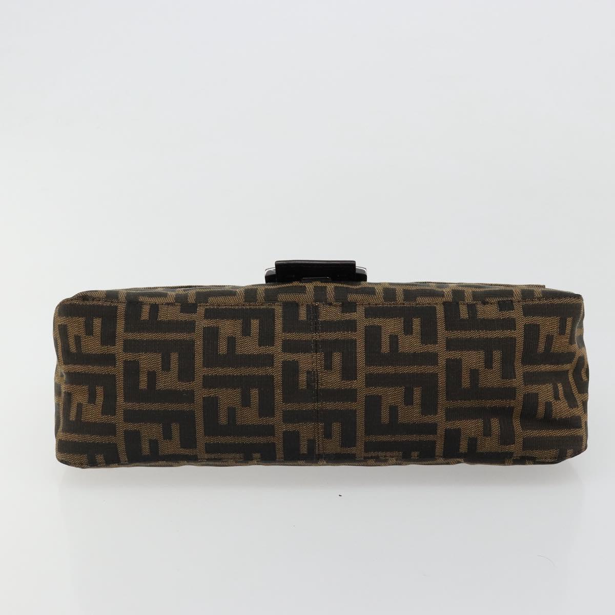 FENDI Zucca Canvas Mamma Baguette Shoulder Bag Black Brown Auth 184907SAM