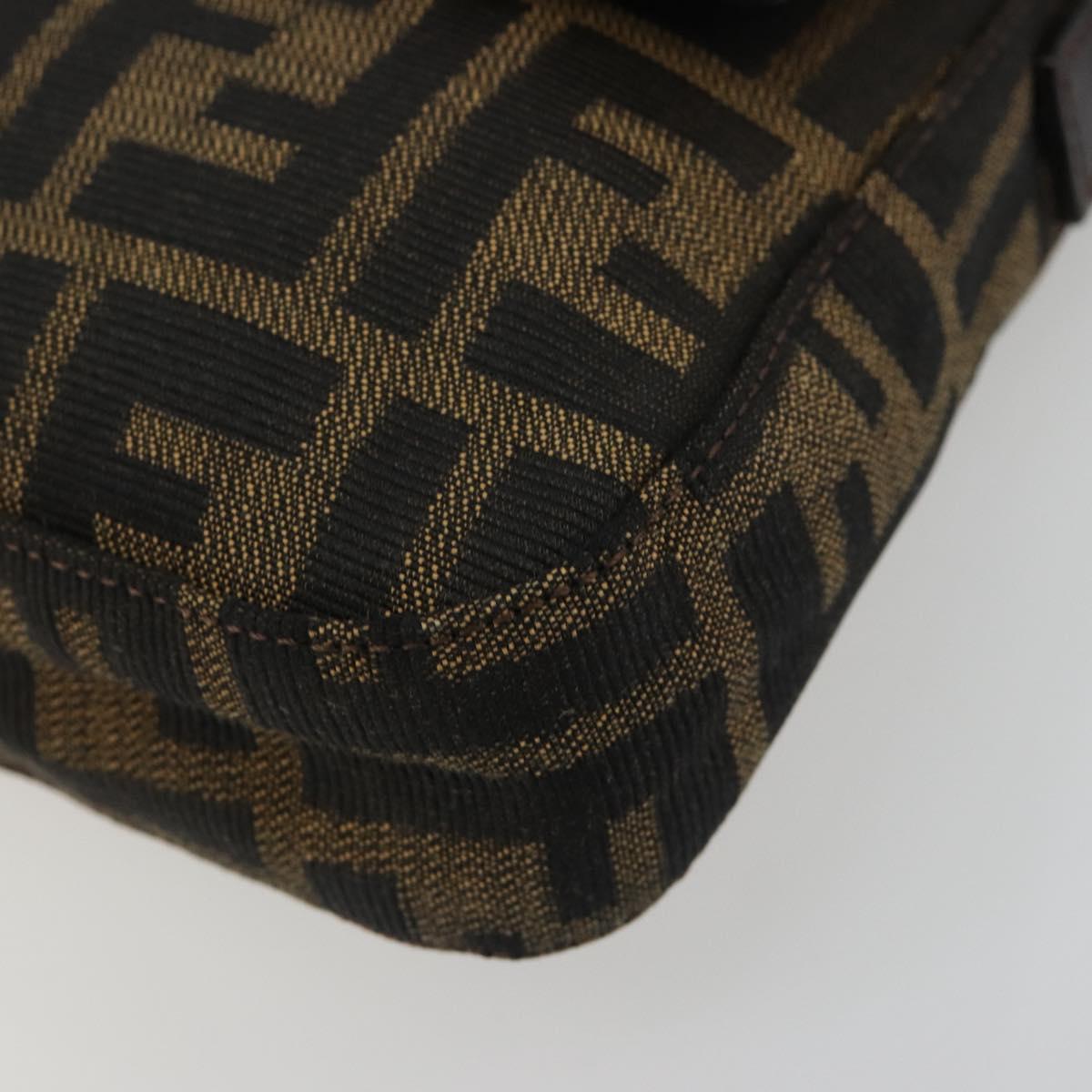 FENDI Zucca Canvas Mamma Baguette Shoulder Bag Black Brown Auth 184908SAM