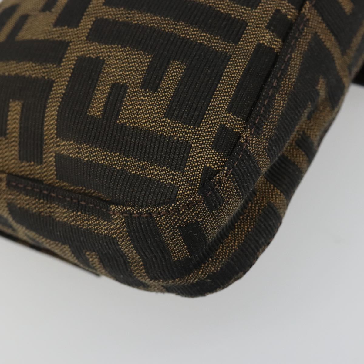 FENDI Zucca Canvas Mamma Baguette Shoulder Bag Black Brown Auth 184908SAM