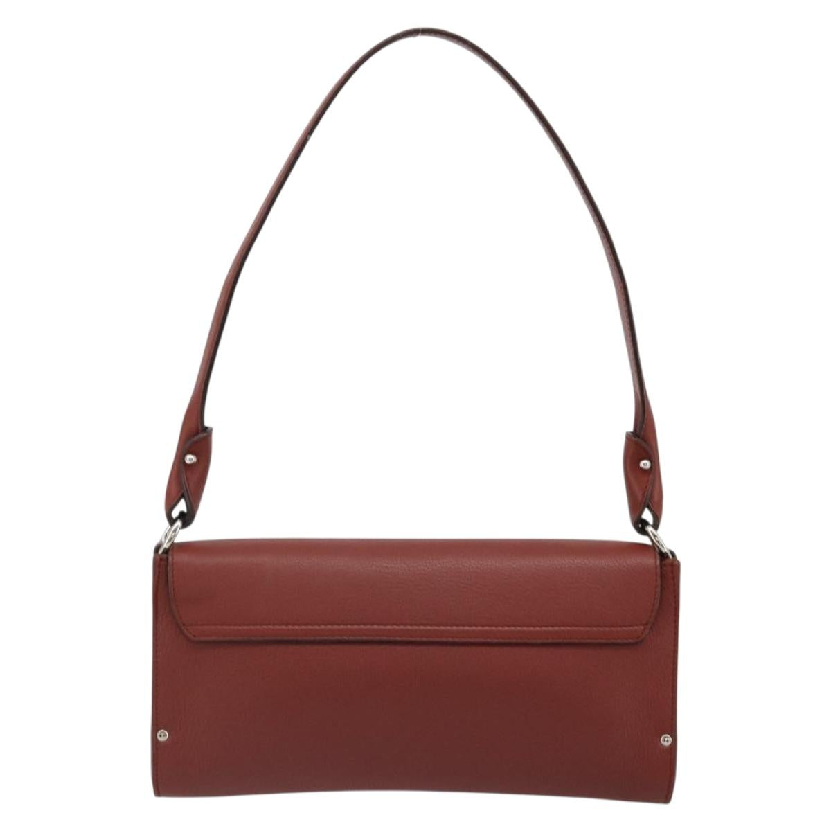 Salvatore Ferragamo Gancini Shoulder Bag Leather Brown Silver Auth 184909A