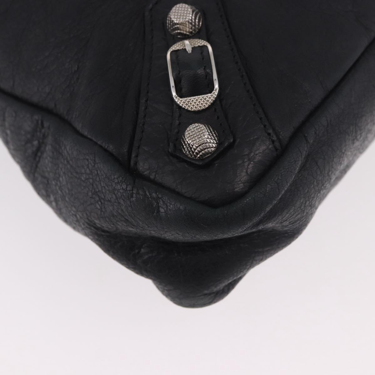 BALENCIAGA The Town Hand Bag Leather 2way Black Silver 240578 Auth 184913SAM