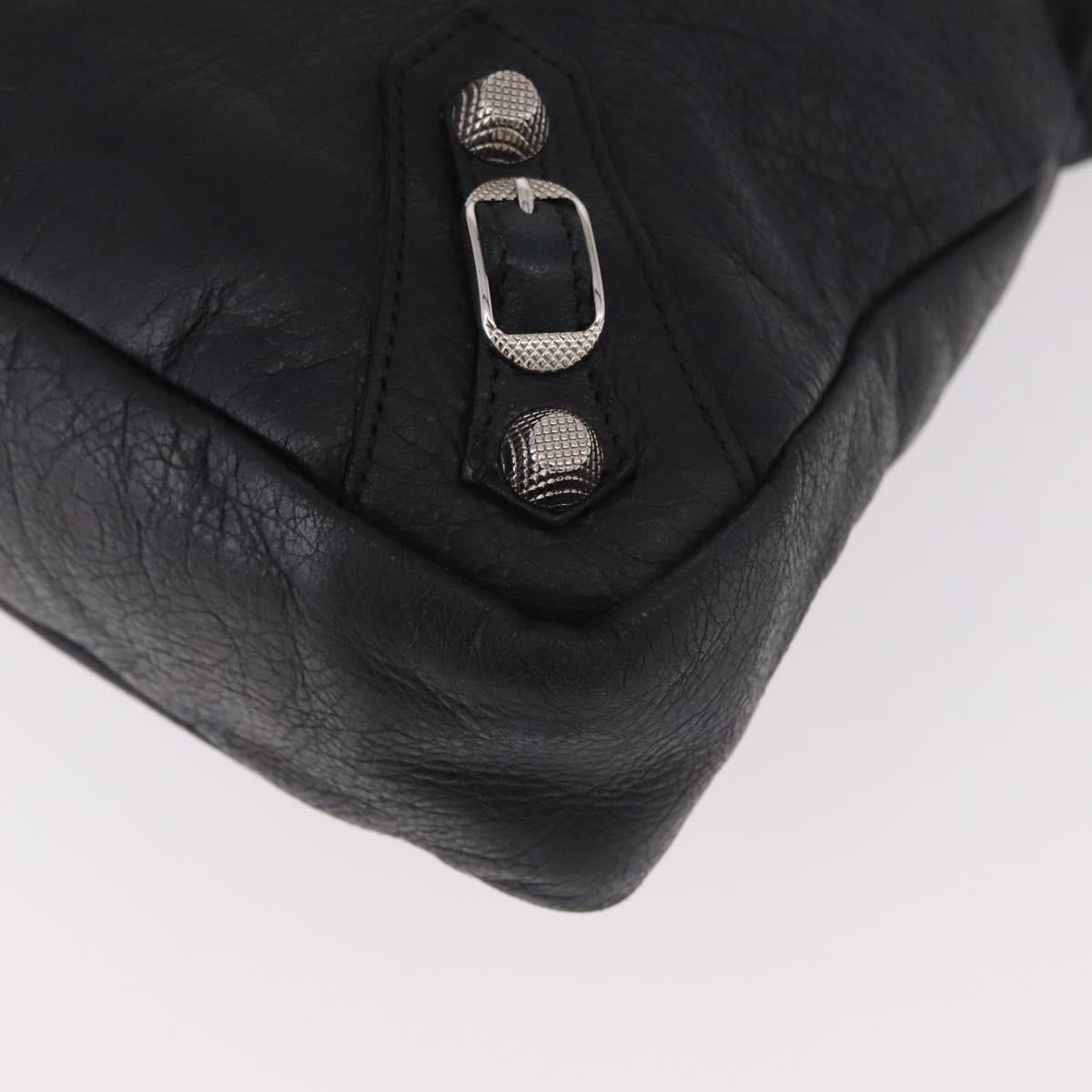 BALENCIAGA The Town Hand Bag Leather 2way Black Silver 240578 Auth 184913SAM
