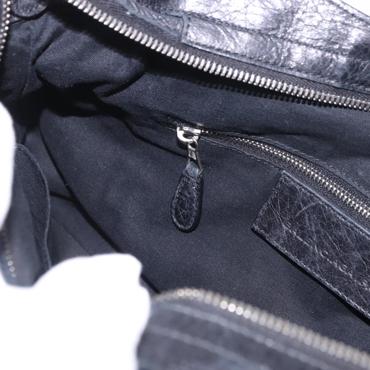 BALENCIAGA The Town Hand Bag Leather 2way Black Silver 240578 Auth 184913SAM
