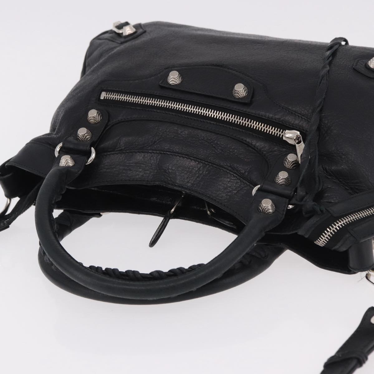 BALENCIAGA The Town Hand Bag Leather 2way Black Silver 240578 Auth 184913SAM