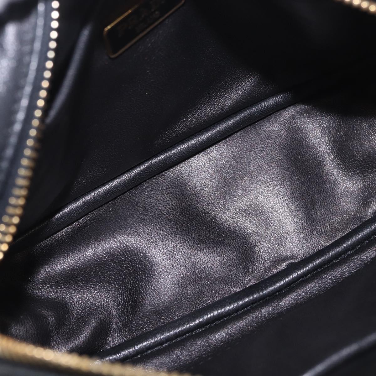 PRADA Ribbon Shoulder Bag Leather Black Gold Auth 184914A