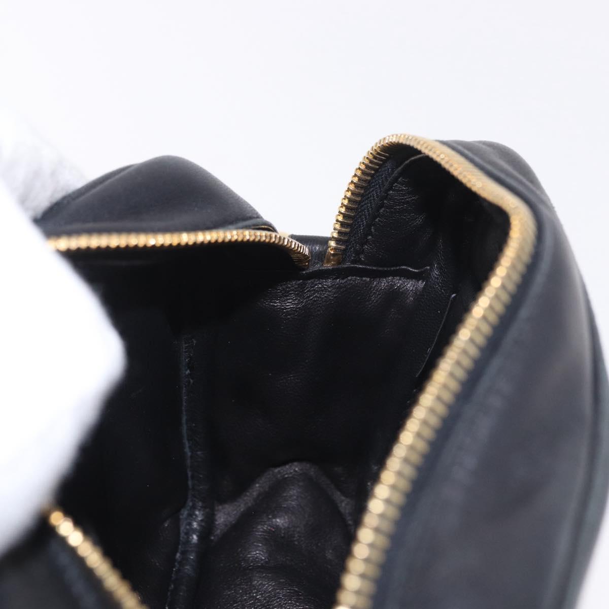 PRADA Ribbon Shoulder Bag Leather Black Gold Auth 184914A