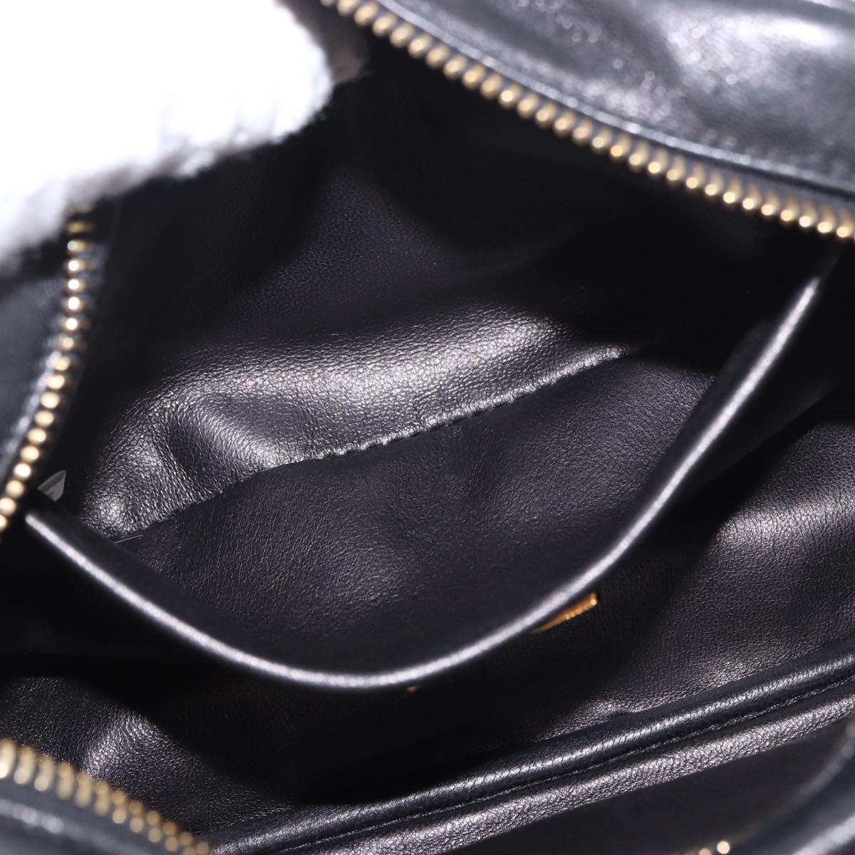 PRADA Ribbon Shoulder Bag Leather Black Gold Auth 184914A