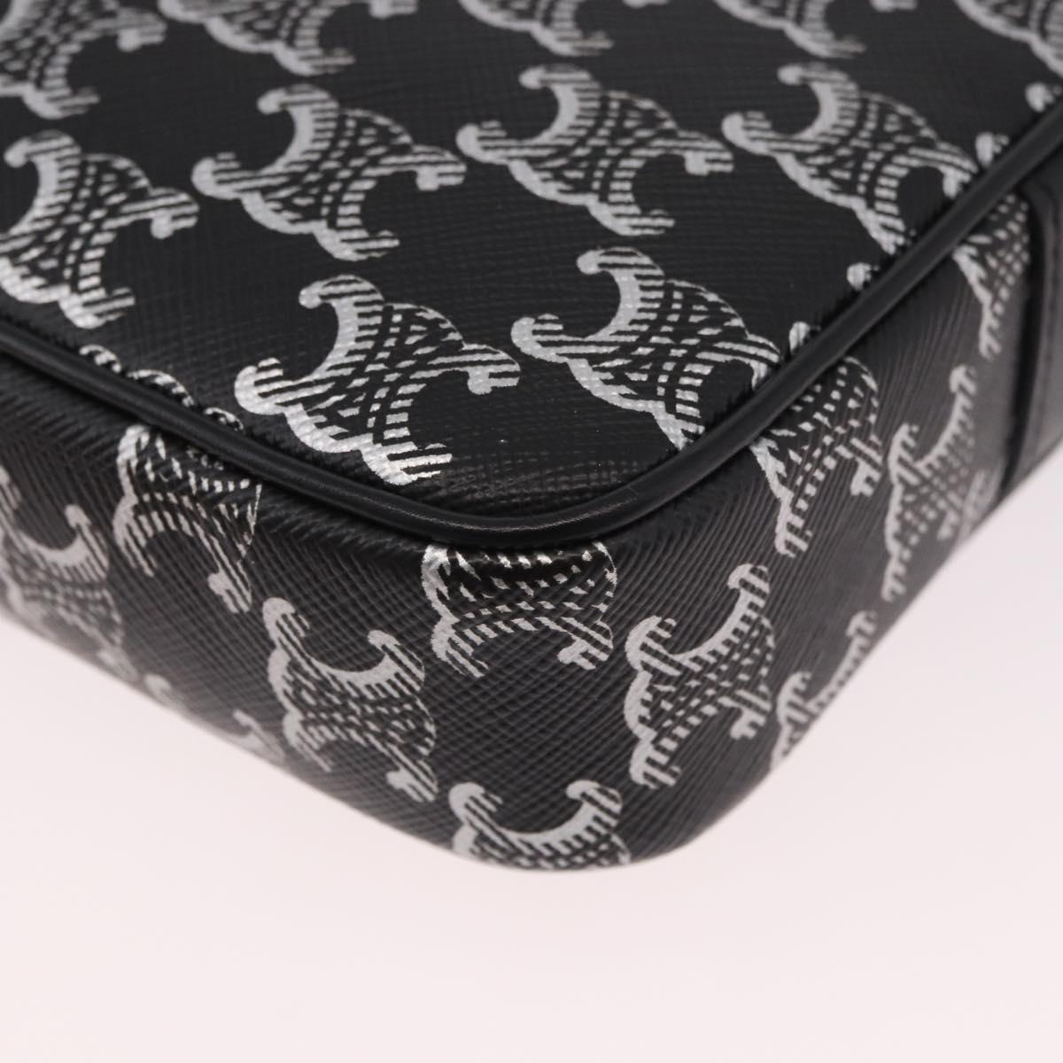 CELINE Macadam Canvas Shoulder Bag PVC Black Silver Auth 184915SAM